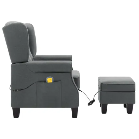 Fauteuil de massage avec repose-pied Gris clair Tissu