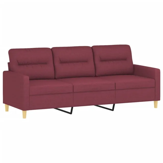 Ensemble de canapés 2 pcs avec coussins rouge bordeaux tissu