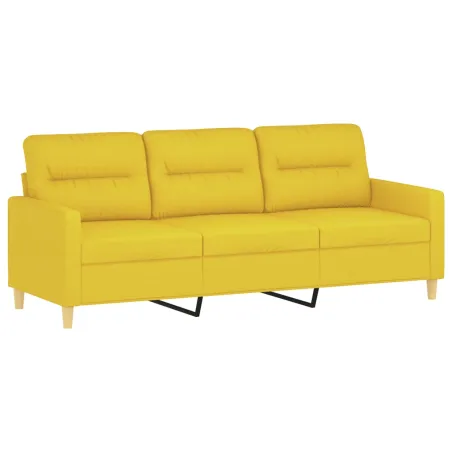 Ensemble de canapés 3 pcs avec coussins jaune clair tissu