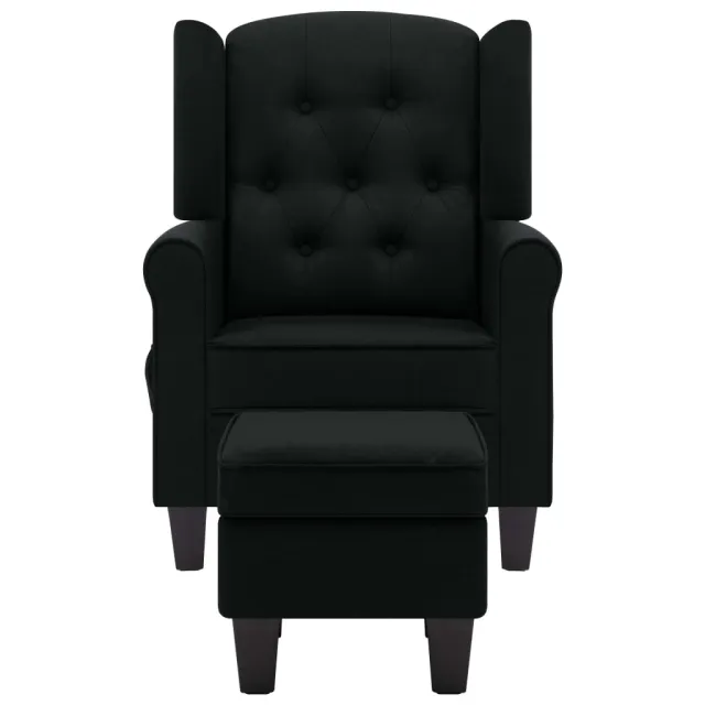 Fauteuil de massage avec repose-pied Noir Tissu