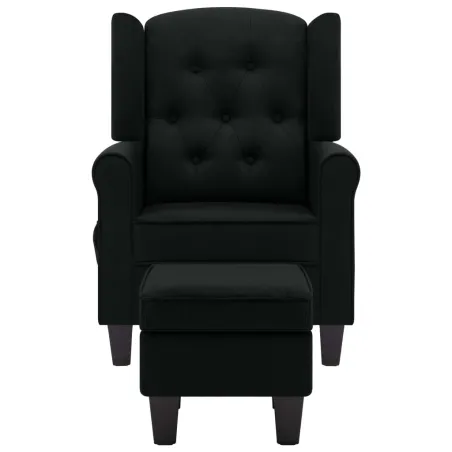 Fauteuil de massage avec repose-pied Noir Tissu
