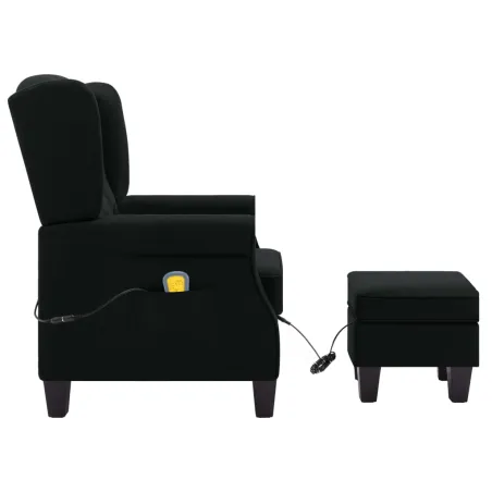 Fauteuil de massage avec repose-pied Noir Tissu