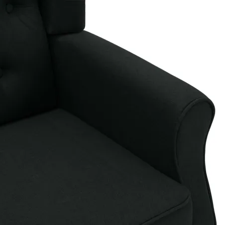 Fauteuil de massage avec repose-pied Noir Tissu