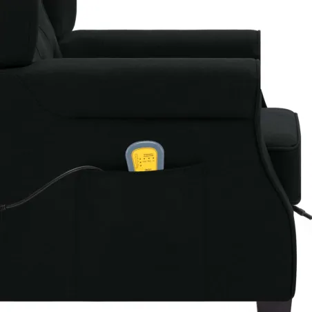 Fauteuil de massage avec repose-pied Noir Tissu