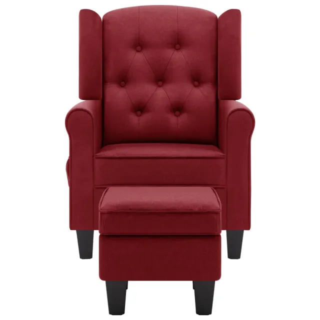 Fauteuil de massage avec repose-pied Rouge bordeaux Tissu