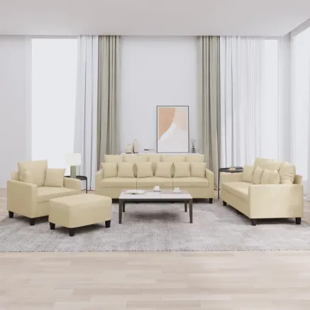 Ensemble de canapés 4 pcs avec coussins crème tissu