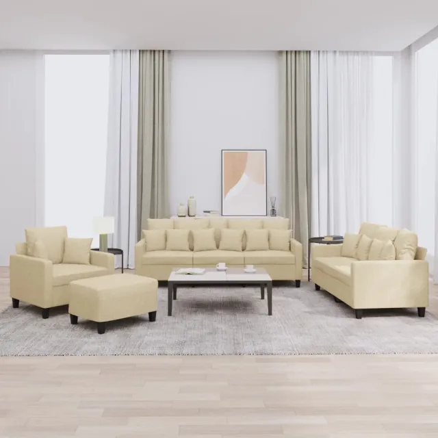 Ensemble de canapés 4 pcs avec coussins crème tissu