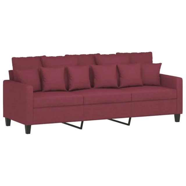 Ensemble de canapés 4 pcs avec coussins rouge bordeaux tissu