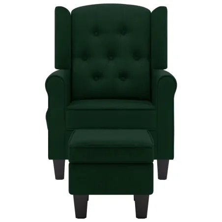 Fauteuil de massage avec repose-pied vert foncé tissu