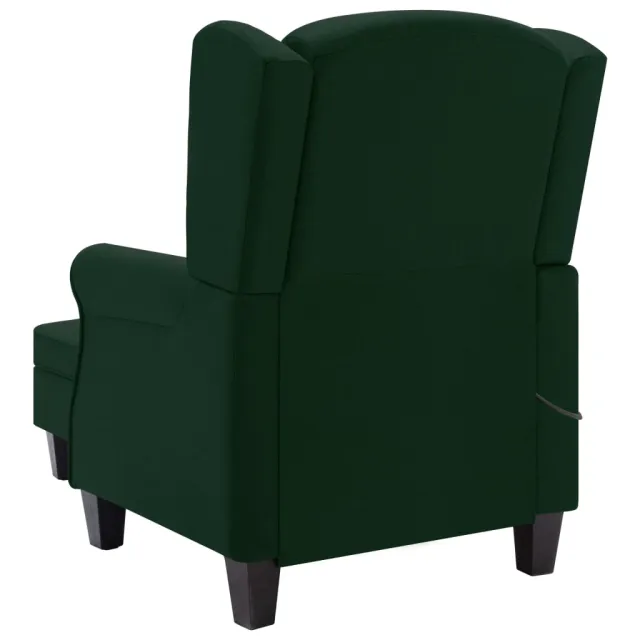 Fauteuil de massage avec repose-pied vert foncé tissu