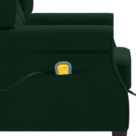 Fauteuil de massage avec repose-pied vert foncé tissu