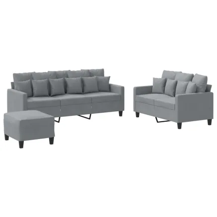 Ensemble de canapés 3 pcs avec coussins Gris clair Tissu 2