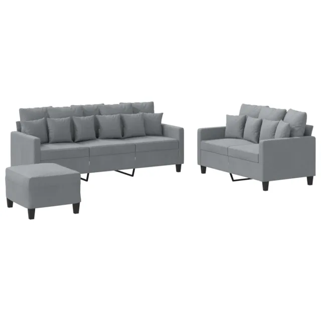 Ensemble de canapés 3 pcs avec coussins Gris clair Tissu