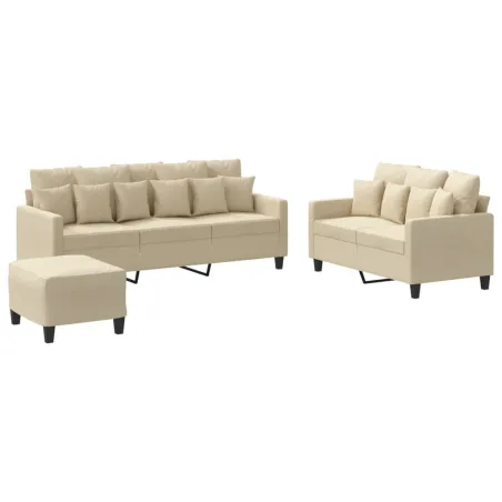 Ensemble de canapés 3 pcs avec coussins Crème Tissu