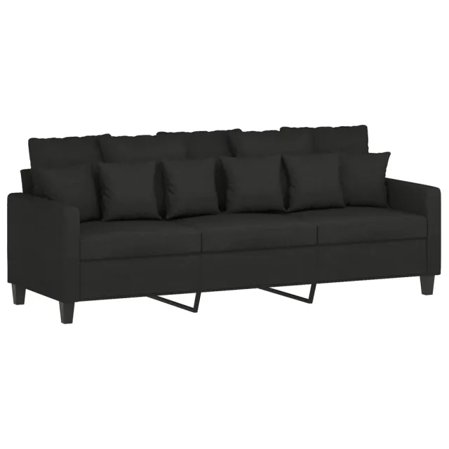 Ensemble de canapés 3 pcs avec coussins Noir Tissu