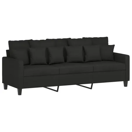 Ensemble de canapés 3 pcs avec coussins Noir Tissu