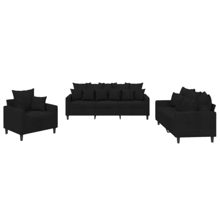 Ensemble de canapés 3 pcs avec coussins Noir Velours 2