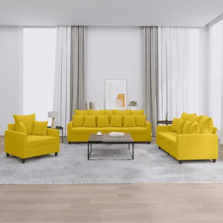 Ensemble de canapés 3 pcs avec coussins Jaune Velours
