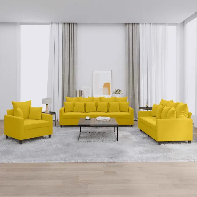Ensemble de canapés 3 pcs avec coussins Jaune Velours