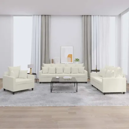 Ensemble de canapés 3 pcs avec coussins Crème Velours