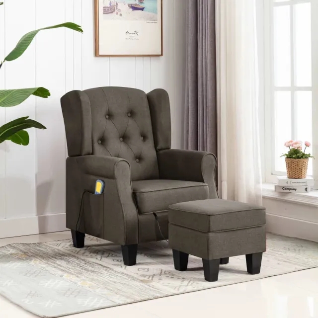 Fauteuil de massage avec repose-pied Taupe Tissu