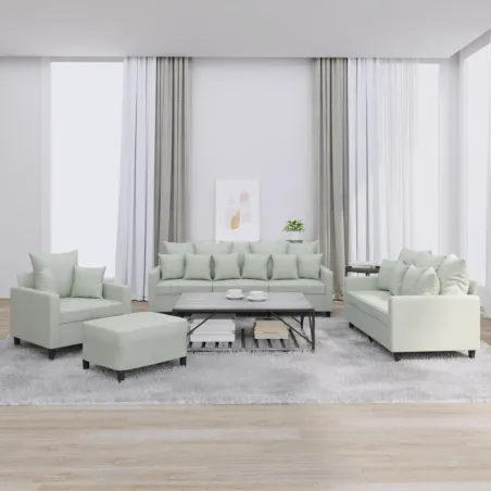 Ensemble de canapés 4 pcs avec coussins Gris clair Velours