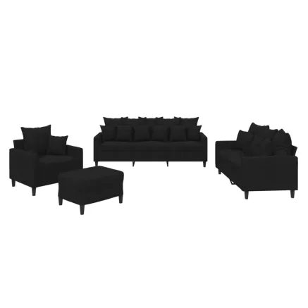 Ensemble de canapés 4 pcs avec coussins Noir Velours 2