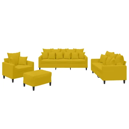 Ensemble de canapés 4 pcs avec coussins Jaune Velours