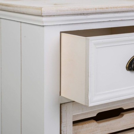 Cassettiera Alexandra House Living Bianco Marrone Legno di paulownia L