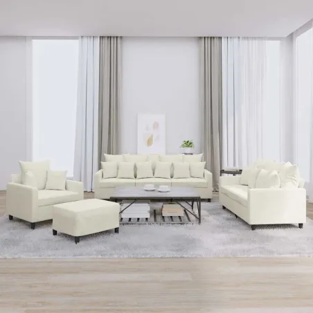 Ensemble de canapés 4 pcs avec coussins Crème Velours