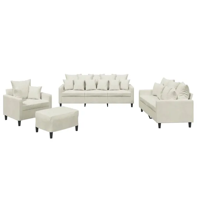 Ensemble de canapés 4 pcs avec coussins Crème Velours