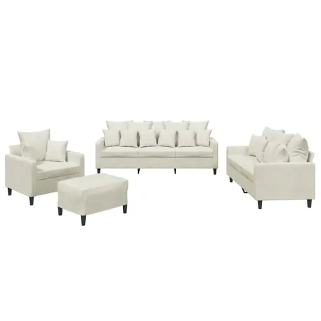 Ensemble de canapés 4 pcs avec coussins Crème Velours