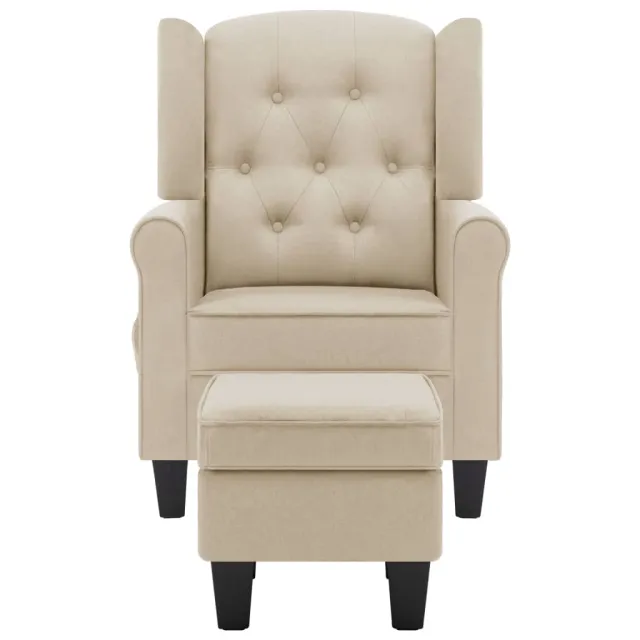 Fauteuil de massage avec repose-pied Crème Tissu