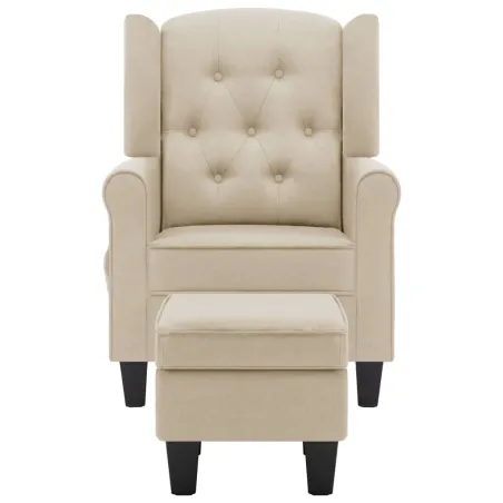Fauteuil de massage avec repose-pied Crème Tissu