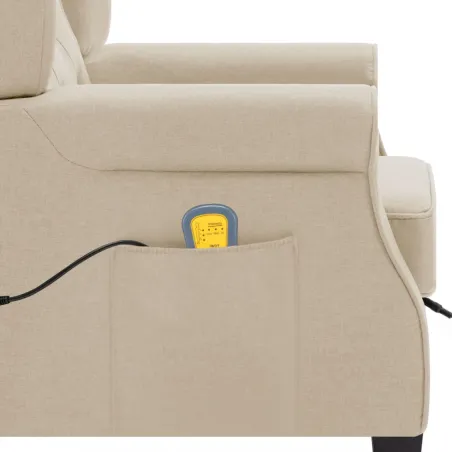 Fauteuil de massage avec repose-pied Crème Tissu