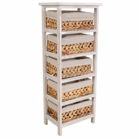 Cajonera Alexandra House Living Blanco Tela Jacinto de agua Madera de
