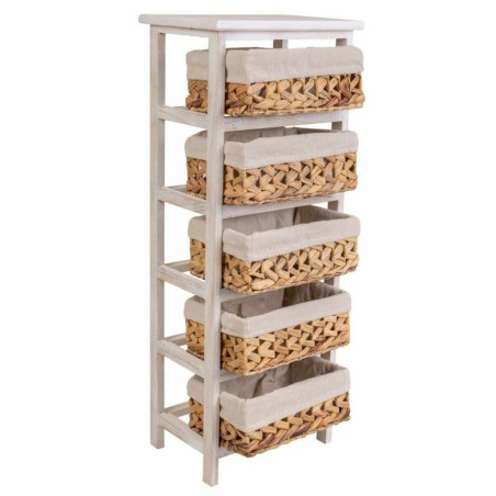 Cassettiera Alexandra House Living Bianco Stoffa Giacinto d'acqua Legn