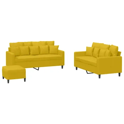 Ensemble de canapés 3 pcs avec coussins Jaune Velours 2