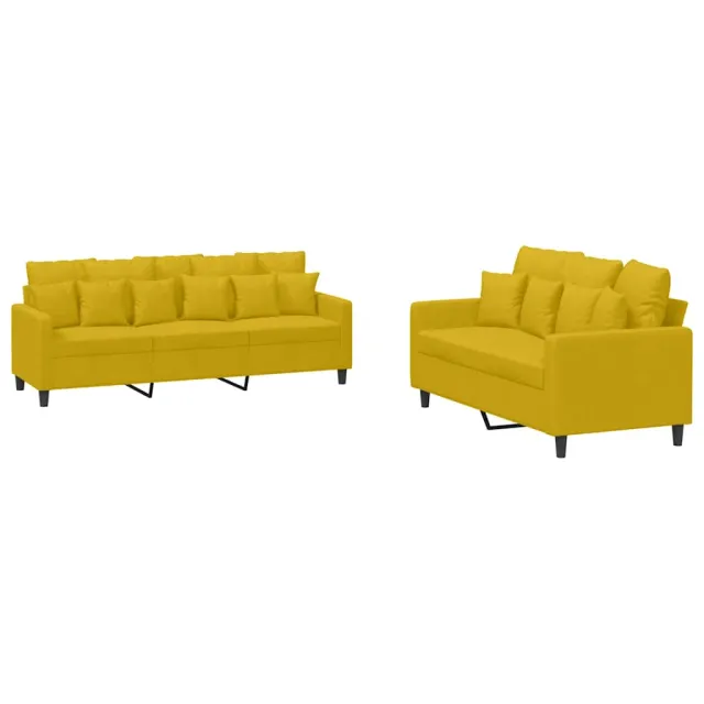 Ensemble de canapés 2 pcs avec coussins Jaune Velours