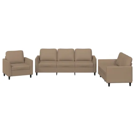 Ensemble de canapés 3 pcs avec coussins Cappuccino Similicuir 2