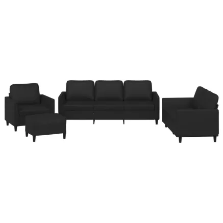 Ensemble de canapés 4 pcs avec coussins Noir Similicuir 2