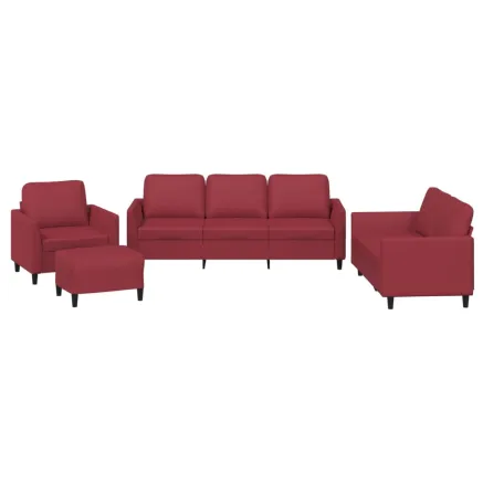 Ensemble de canapés 4 pcs et coussins Rouge bordeaux Similicuir 2