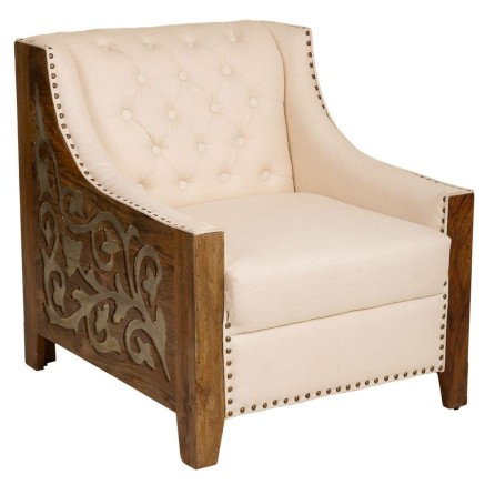 Leunstoel Alexandra House Living Beige 80 x 80 x 72 cm Bekleding