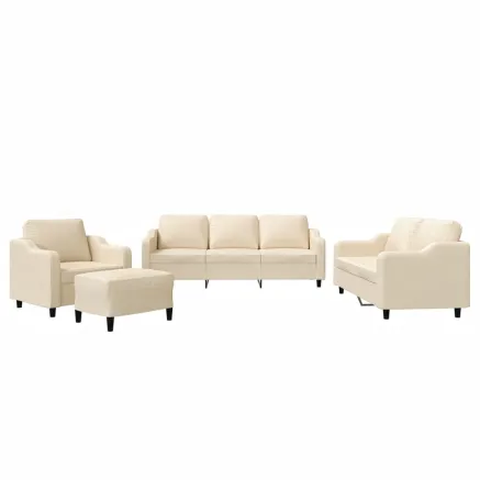 Ensemble de canapés 4 pcs avec coussins Crème Tissu 2