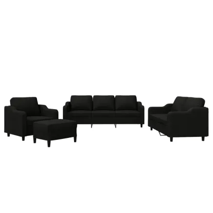 Ensemble de canapés 4 pcs avec coussins Noir Tissu 2