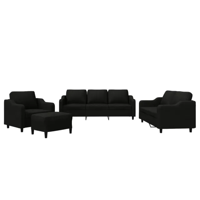 Ensemble de canapés 4 pcs avec coussins Noir Tissu