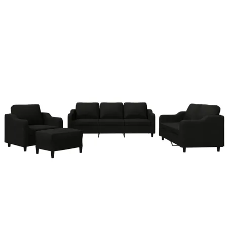 Ensemble de canapés 4 pcs avec coussins Noir Tissu