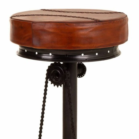 Stool Alexandra House Living Black Dark brown Leather Iron 41 x 80 x 4