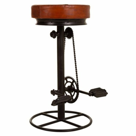 Hocker Alexandra House Living Schwarz Dunkelbraun Leder Eisen 41 x 80