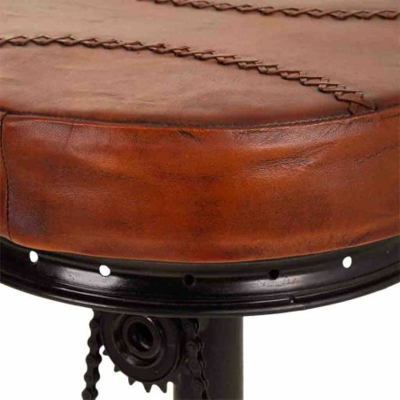 Hocker Alexandra House Living Schwarz Dunkelbraun Leder Eisen 41 x 80